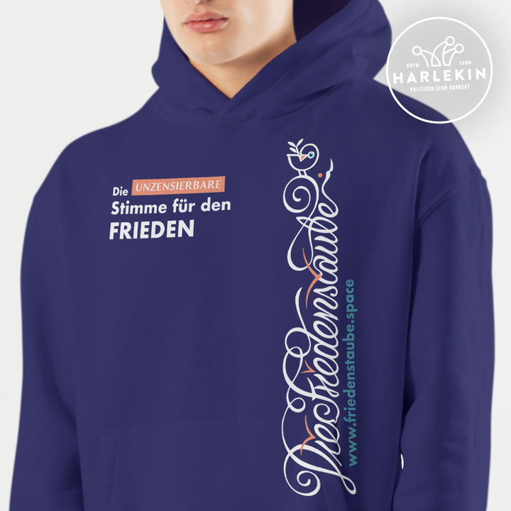 HOODIE BUBEN • FRIEDENSTAUBE.SPACE - SEITENPRINT - dunkel