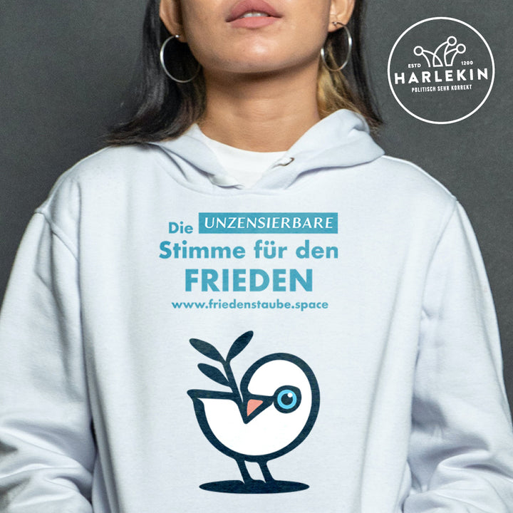HOODIE MÄDELS • FRIEDENSTAUBE.SPACE - FRONTPRINT - hell