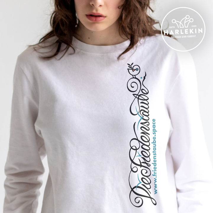 SWEATER MÄDELS • FRIEDENSTAUBE.SPACE - SEITENPRINT LOGO - hell