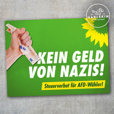 STICKER / AUFKLEBER • KEIN GELD VON NAZIS! STEUERVERBOT FÜR AFD-WÄHLER! (10 STK.)