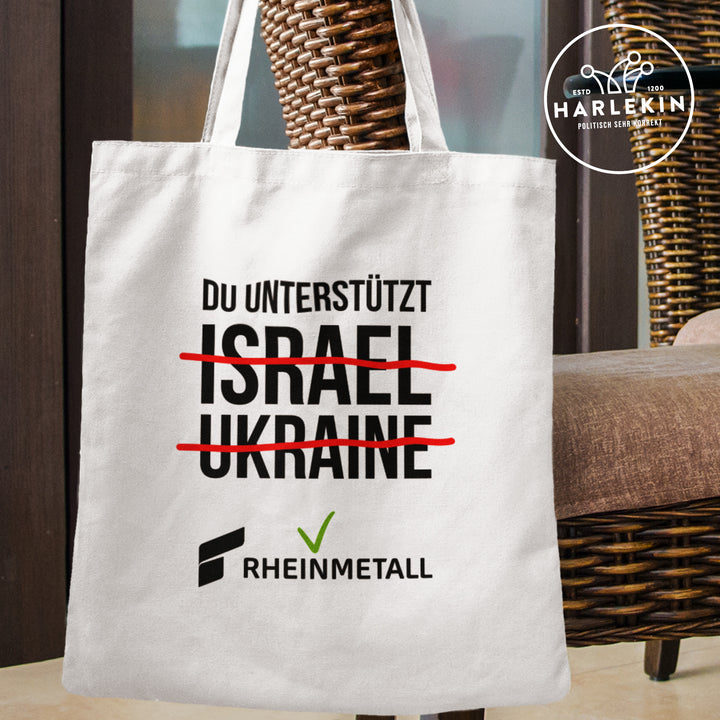 STOFFTASCHE • DU UNTERSTÜTZT RHEINMETALL - hell