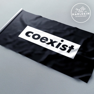 FLAGGE / SCHWENKFAHNE • COEXIST - DUNKEL