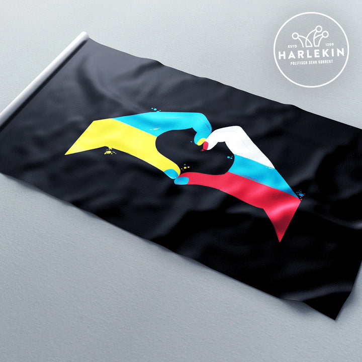 FLAGGE / SCHWENKFAHNE • RUSSIA UKRAINE HEART PEACE