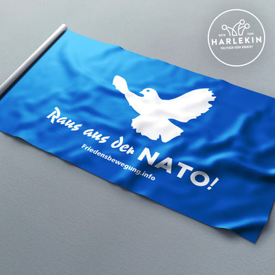 FRIEDENSBEWEGUNG.INFO FLAGGE / SCHWENKFAHNE • RAUS AUS DER NATO