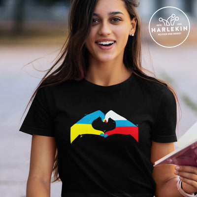 ORGANIC SHIRT MÄDELS • RUSSIA UKRAINE HEART PEACE