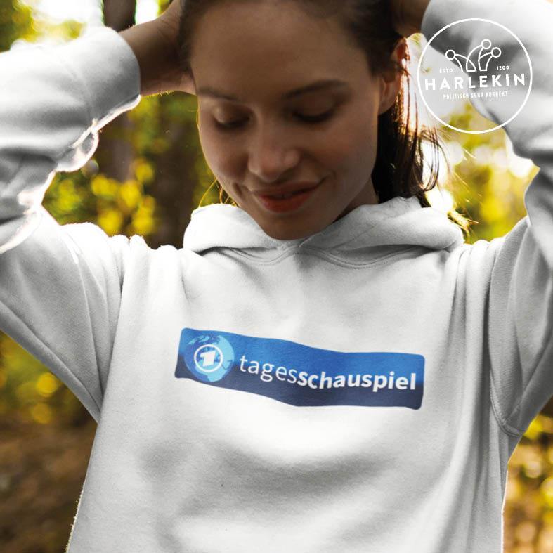 ADBUSTING & GUERILLA HOODIE MÄDELS • TAGESSCHAUSPIEL LOGO-HARLEKINSHOP
