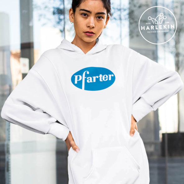 ADBUSTING & GUERILLA HOODIEKLEID MÄDELS • PFIZER PFARTER-HARLEKINSHOP