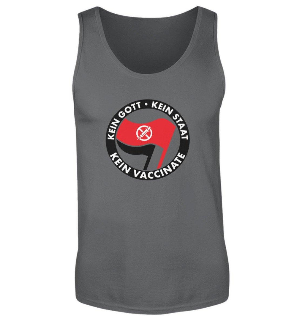 ADBUSTING & GUERILLA TANK TOP BUBEN • KEIN GOTT KEIN STAAT KEIN VACCINATE-HARLEKINSHOP
