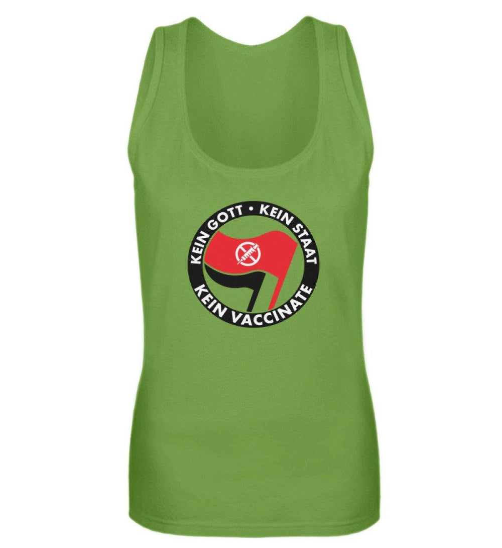 ADBUSTING & GUERILLA TANK TOP MÄDELS • KEIN GOTT KEIN STAAT KEIN VACCINATE-HARLEKINSHOP