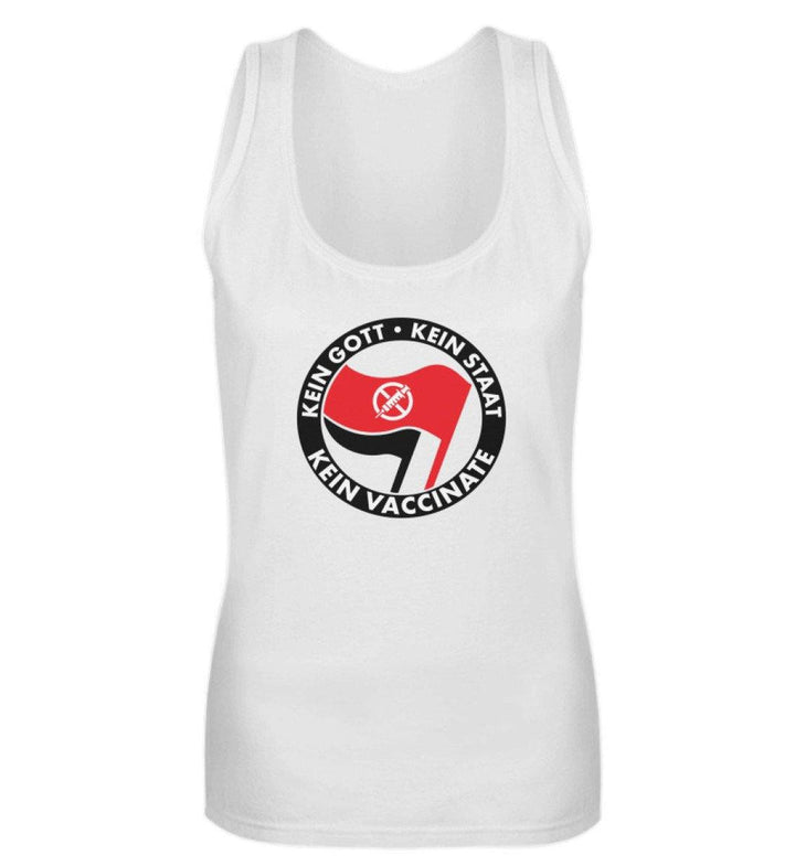 ADBUSTING & GUERILLA TANK TOP MÄDELS • KEIN GOTT KEIN STAAT KEIN VACCINATE-HARLEKINSHOP