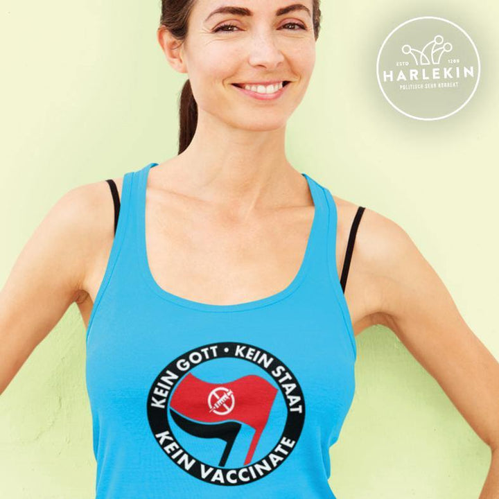 ADBUSTING & GUERILLA TANK TOP MÄDELS • KEIN GOTT KEIN STAAT KEIN VACCINATE-HARLEKINSHOP