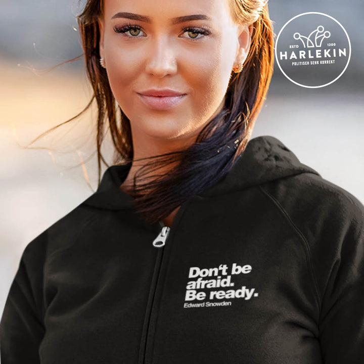 ZIPPER HOODIE MÄDELS / EDLER STICK • SNOWDEN: DON'T BE AFRAID