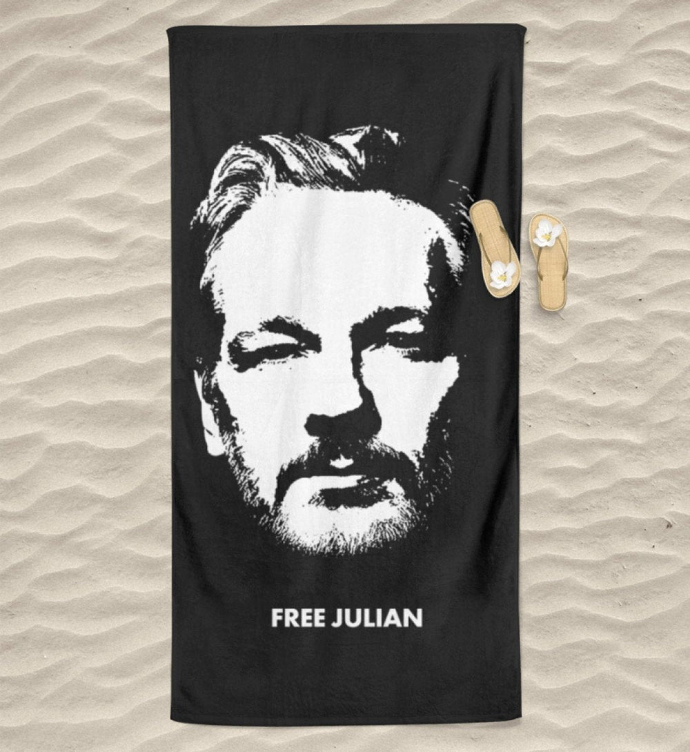 BEACH TOWEL / STRANDTUCH • FREE JULIAN ASSANGE-HARLEKINSHOP