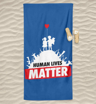 BEACH TOWEL / STRANDTUCH • HUMAN LIVES MATTER - DUNKEL-HARLEKINSHOP