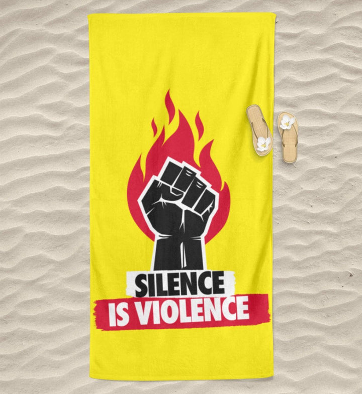 BEACH TOWEL / STRANDTUCH • SILENCE IS VIOLENCE-HARLEKINSHOP