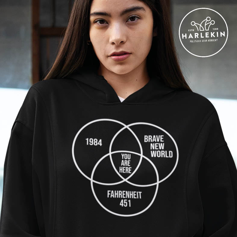 DEZENTE REBELLEN HOODIEKLEID MÄDELS • DYSTOPIE - DUNKEL-HARLEKINSHOP