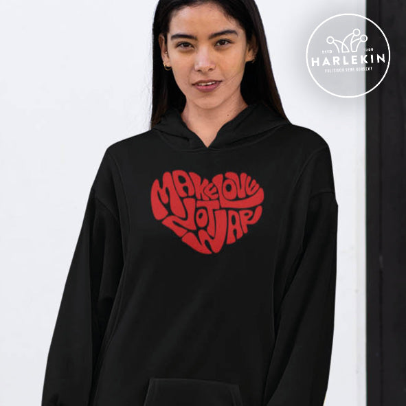 DEZENTE REBELLEN HOODIEKLEID MÄDELS • MAKE LOVE NOT WAR-HARLEKINSHOP