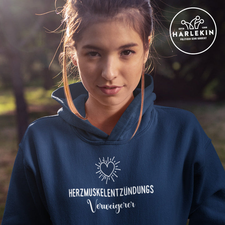 DEZENTE REBELLEN ORGANIC HOODIE MÄDELS • HERZMUSKELENTZÜNDUNGSVERWEIGERER-HARLEKINSHOP
