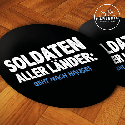 GROSSE STICKER / AUFKLEBER (10 STK.) • SOLDATEN ALLER LÄNDER: GEHT NACH HAUSE!