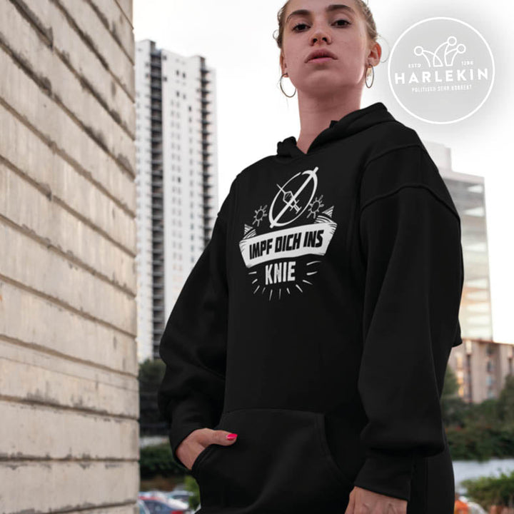 HOODIEKLEID MÄDELS • IMPF DICH INS KNIE / #IMPFTEUCHINSKNIE-HARLEKINSHOP