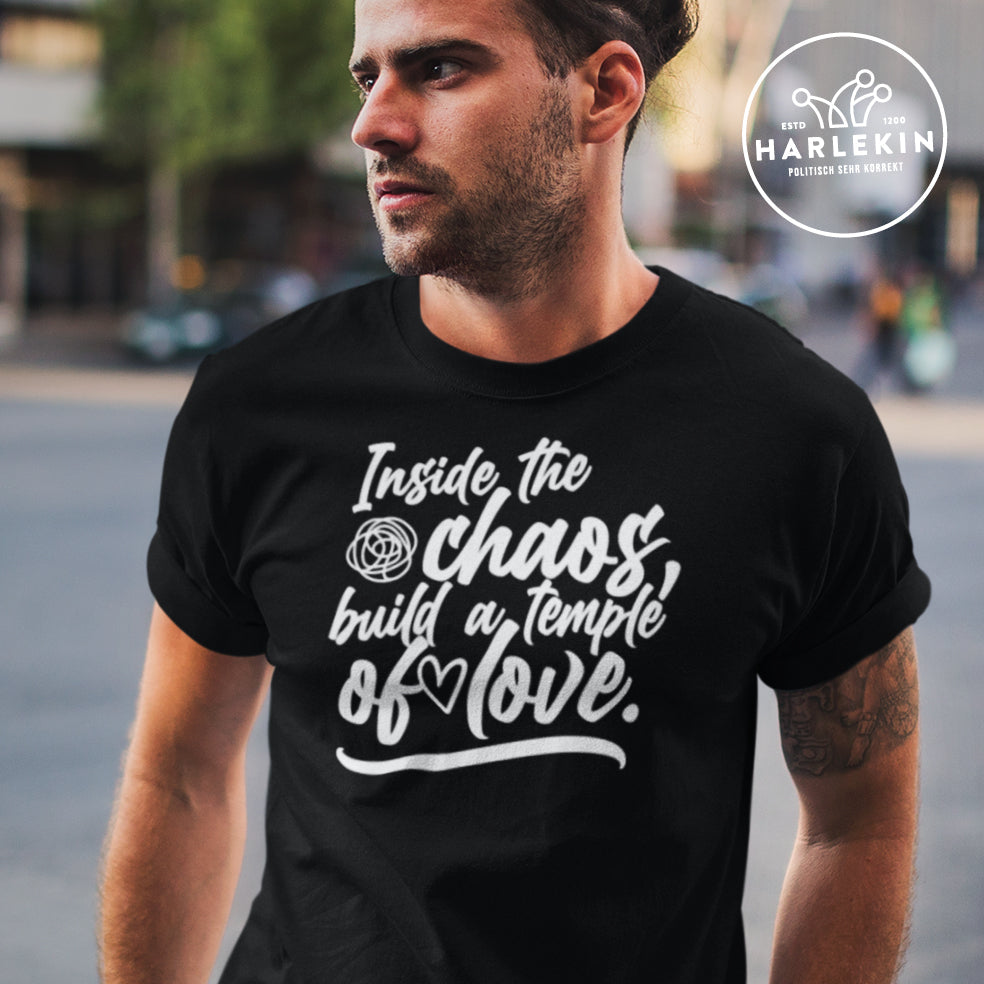 ORGANIC SHIRT BUBEN • INSIDE THE CHAOS BUILD A TEMPLE OF LOVE - DUNKEL-HARLEKINSHOP
