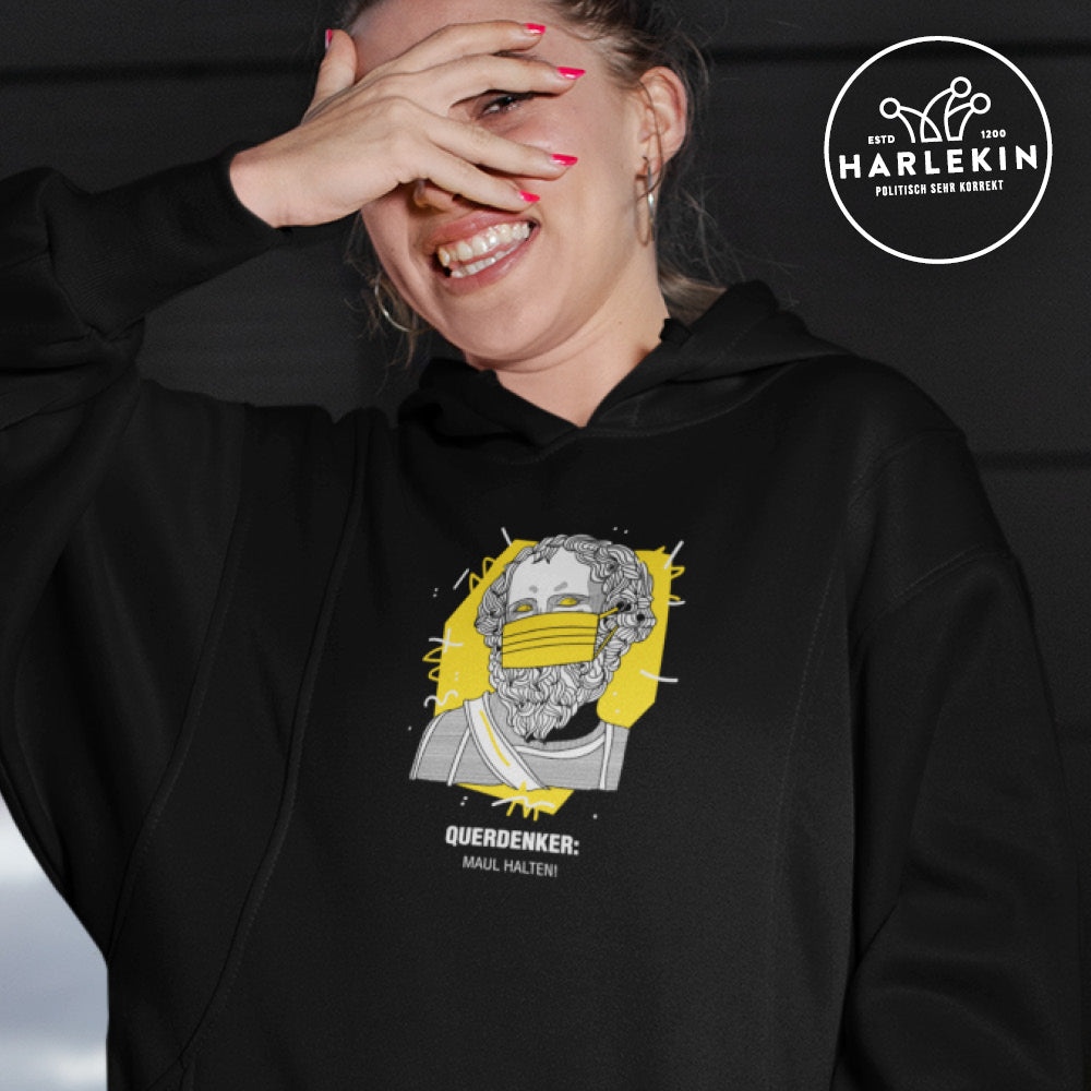 QUERDENKER: MAUL HALTEN HOODIEKLEID MÄDELS • ARCHIMEDES-HARLEKINSHOP