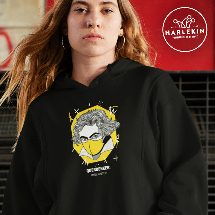 QUERDENKER: MAUL HALTEN HOODIEKLEID MÄDELS • BEETHOVEN-HARLEKINSHOP