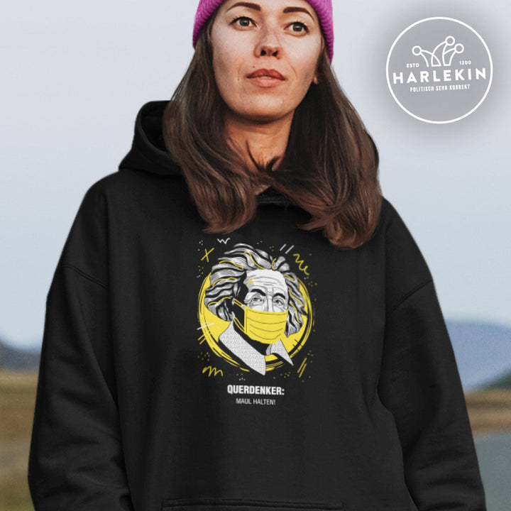 QUERDENKER: MAUL HALTEN HOODIEKLEID MÄDELS • EINSTEIN-HARLEKINSHOP