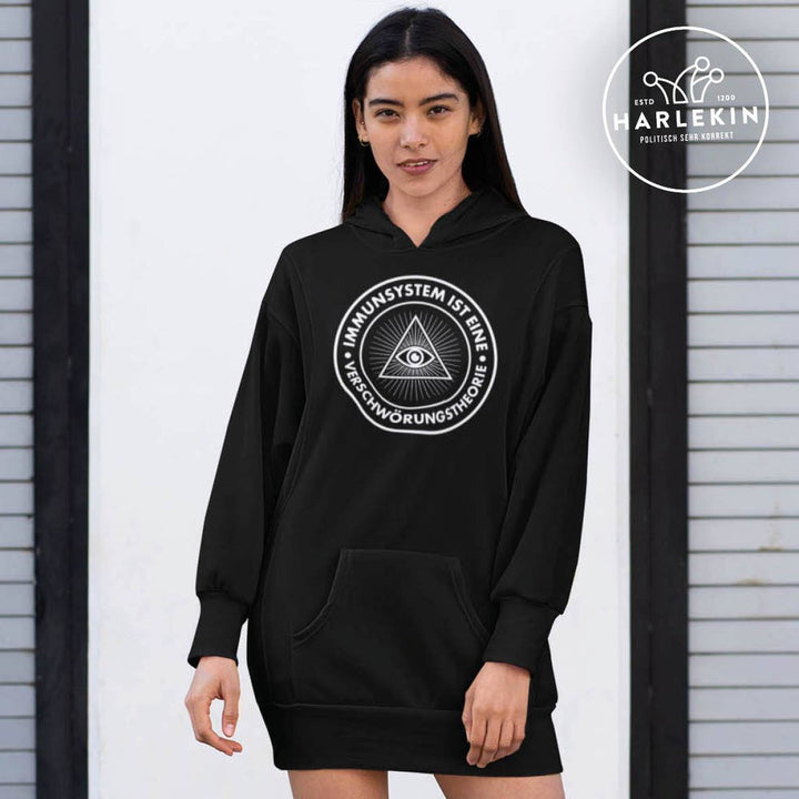 QUERLEUGNER HOODIEKLEID MÄDELS • IMMUNSYSTEM IST EINE VERSCHWÖRUNGSTHEORIE-HARLEKINSHOP