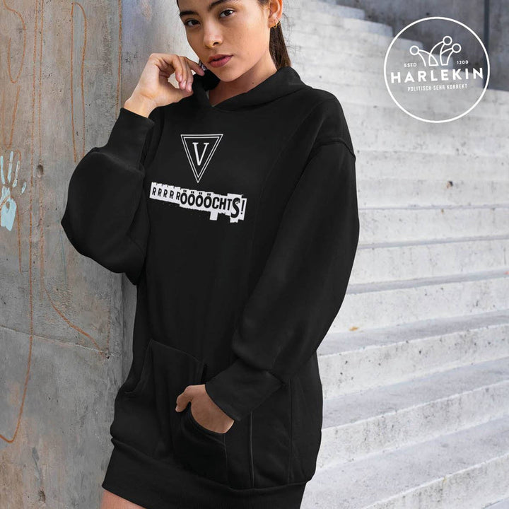 QUERLEUGNER HOODIEKLEID MÄDELS • PETZE RÖÖÖCHTS - DUNKEL-HARLEKINSHOP