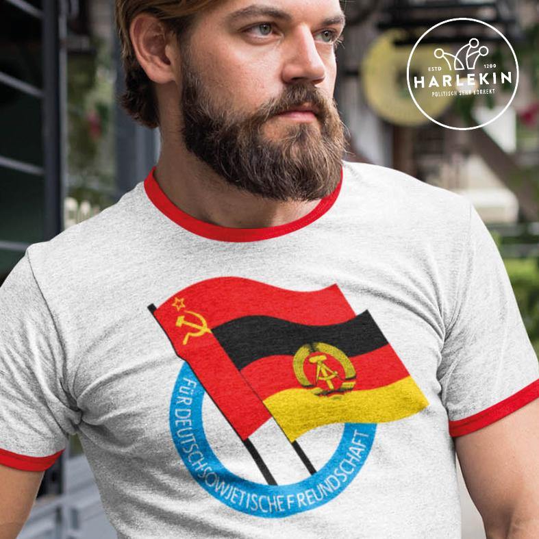 RETRO RINGER ORGANIC SHIRT BUBEN • DEUTSCH SOWJETISCHE FREUNDSCHAFT-HARLEKINSHOP