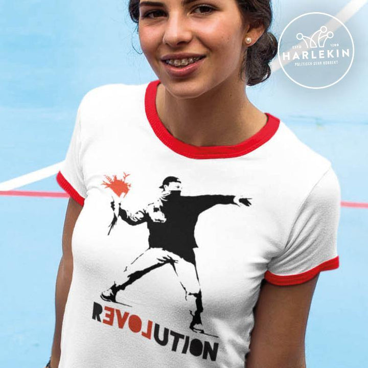 RETRO RINGER ORGANIC SHIRT MÄDELS • BANKSY / R-LOVE-UTION-HARLEKINSHOP