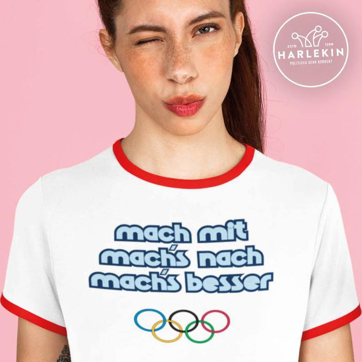RETRO RINGER ORGANIC SHIRT MÄDELS • MACH MIT MACH'S NACH MACH'S BESSER-HARLEKINSHOP