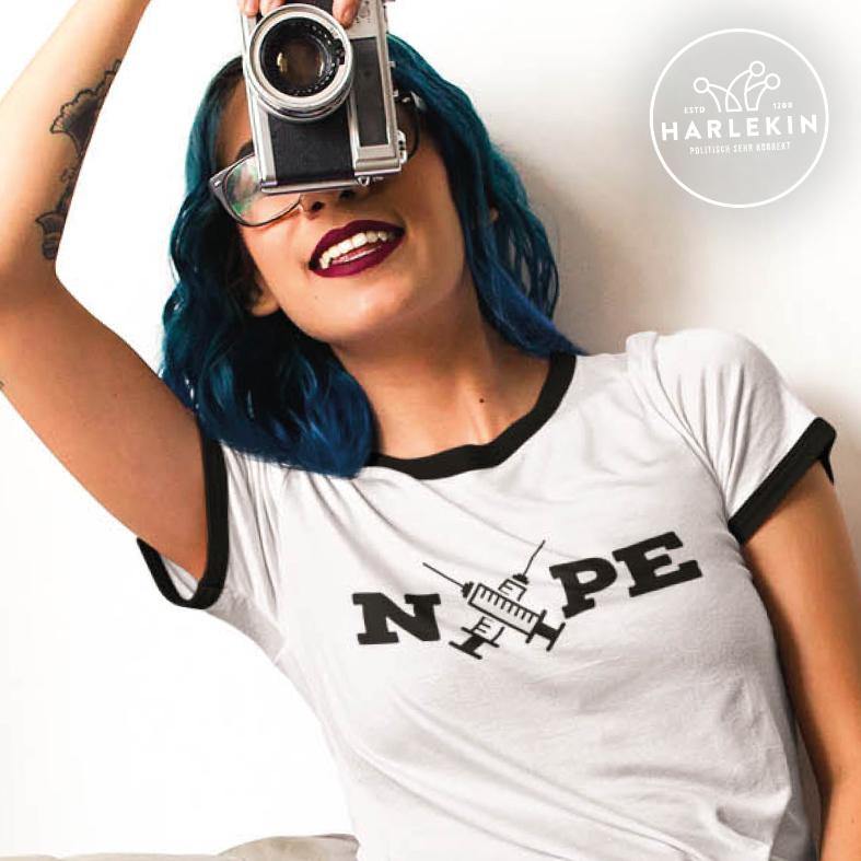 RETRO RINGER ORGANIC SHIRT MÄDELS • NOPE-HARLEKINSHOP