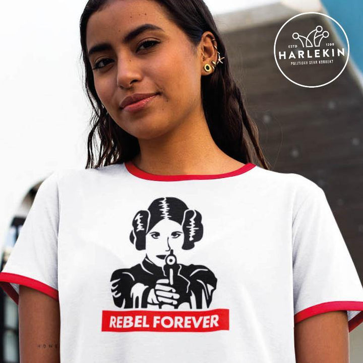 RETRO RINGER ORGANIC SHIRT MÄDELS • REBEL FOREVER-HARLEKINSHOP