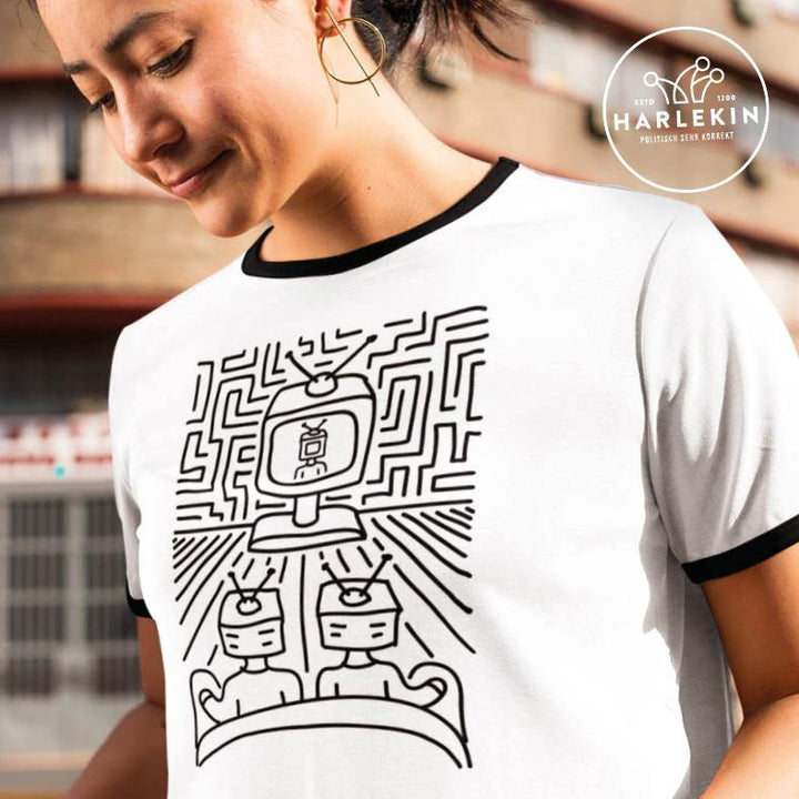 RETRO RINGER ORGANIC SHIRT MÄDELS • TV MANIPULATION-HARLEKINSHOP