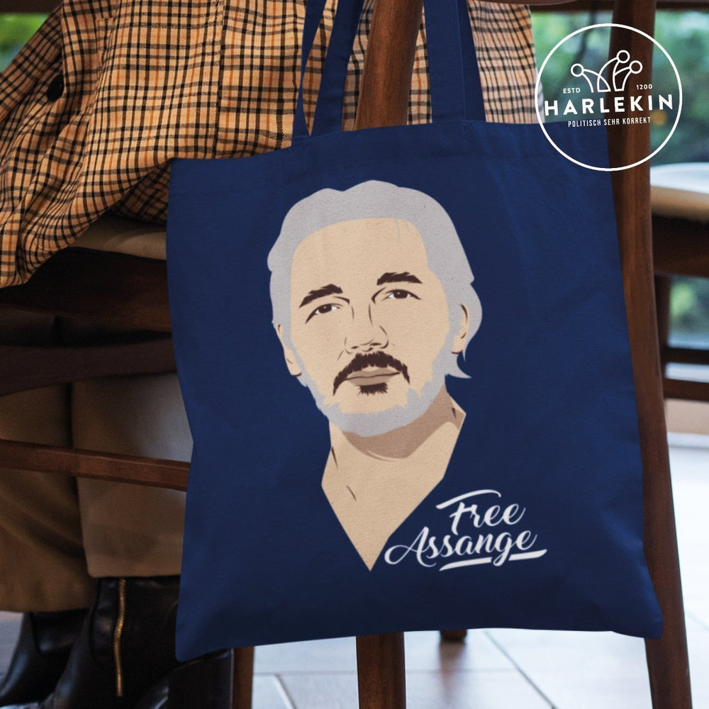 STOFFTASCHE • FREE ASSANGE! / COLOR-HARLEKINSHOP