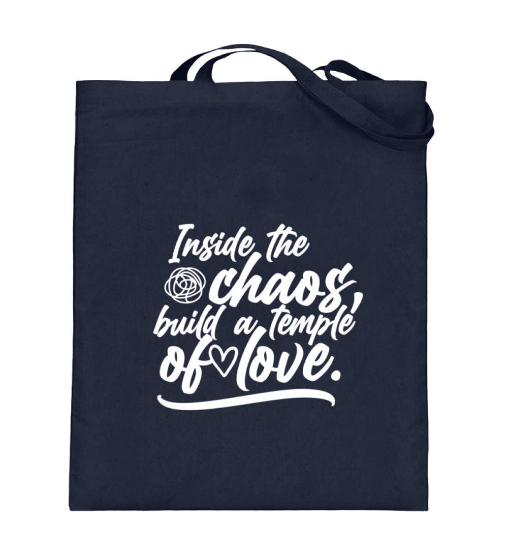 STOFFTASCHE • INSIDE THE CHAOS BUILD A TEMPLE OF LOVE - DUNKEL-HARLEKINSHOP