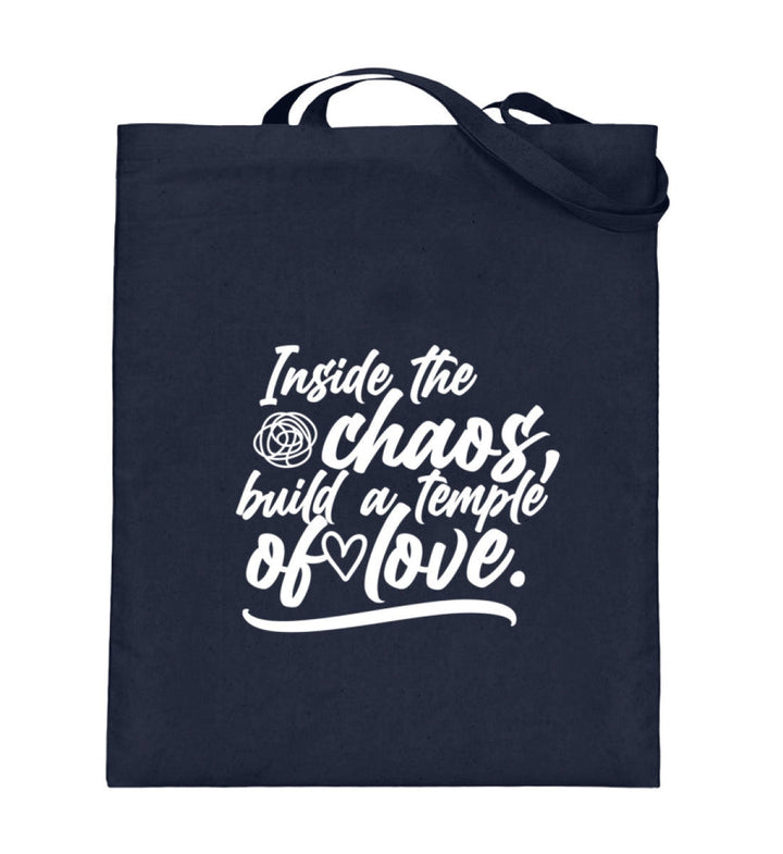 STOFFTASCHE • INSIDE THE CHAOS BUILD A TEMPLE OF LOVE - DUNKEL-HARLEKINSHOP