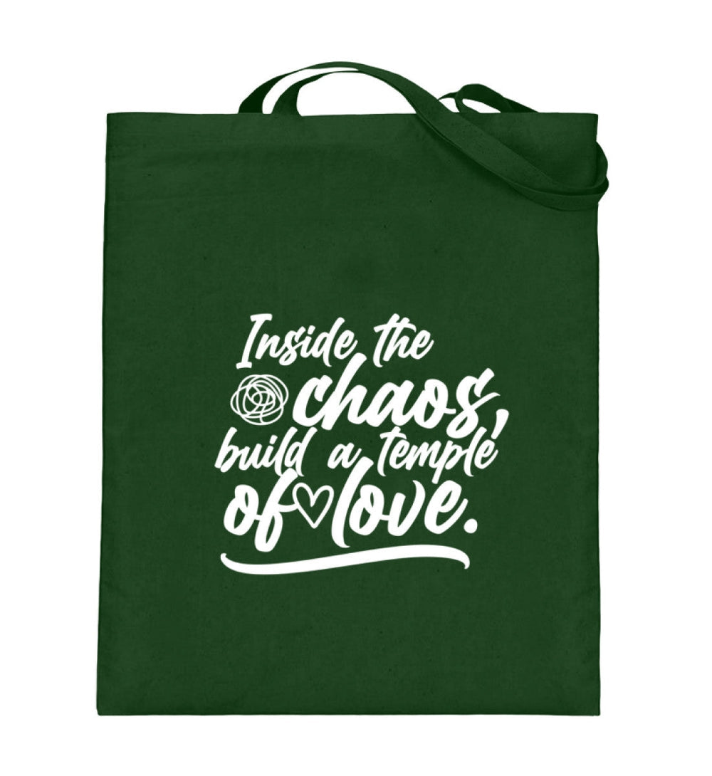 STOFFTASCHE • INSIDE THE CHAOS BUILD A TEMPLE OF LOVE - DUNKEL-HARLEKINSHOP