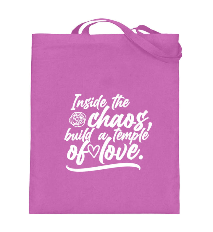 STOFFTASCHE • INSIDE THE CHAOS BUILD A TEMPLE OF LOVE - DUNKEL-HARLEKINSHOP