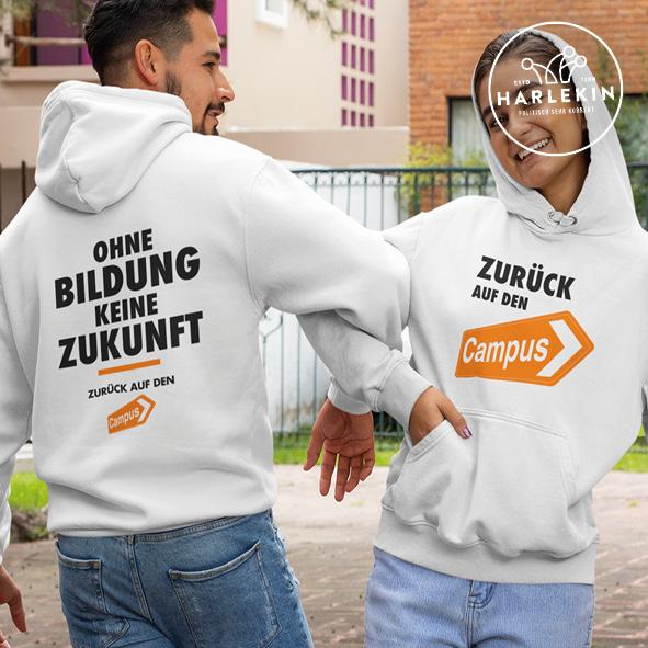ZURÜCK AUF DEN CAMPUS HOODIE BUBEN • LOGO CLAIM - HELL-HARLEKINSHOP