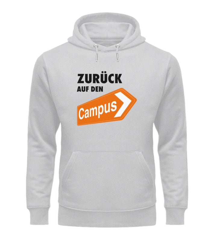 ZURÜCK AUF DEN CAMPUS ORGANIC HOODIE BUBEN • LOGO CLAIM - HELL-HARLEKINSHOP