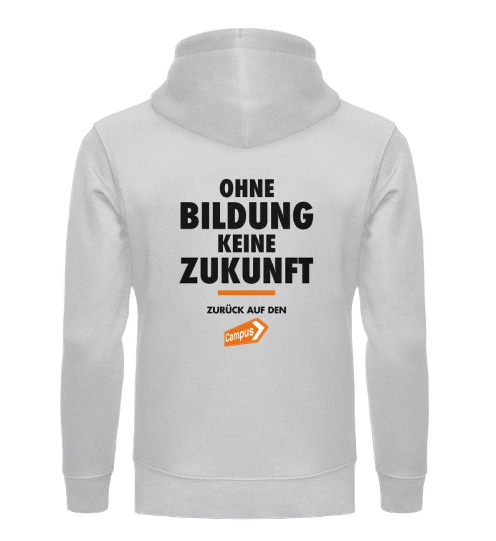 ZURÜCK AUF DEN CAMPUS ORGANIC HOODIE BUBEN • LOGO CLAIM - HELL-HARLEKINSHOP