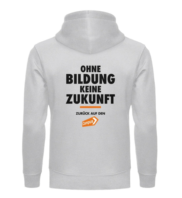ZURÜCK AUF DEN CAMPUS ORGANIC HOODIE BUBEN • LOGO CLAIM - HELL-HARLEKINSHOP